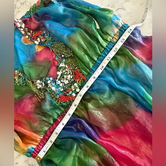 Michael Simon 100% Silk Multicolor Vibrant Shimmery Embellished Tunic Blouse- S‎ - Picture 7 of 12